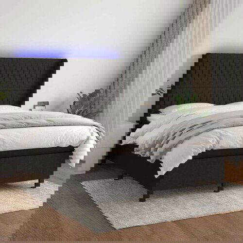  Box spring s madracem LED crni 140x200 cm od tkanine Cijene