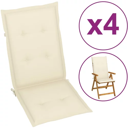 vidaXL jastuci za vrtne stolice 4 kom krem 120x50x3 cm