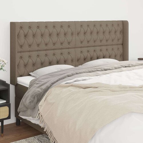  Vzglavje z u&amp;scaron;esi taupe 203x16x118/128 cm blago, (20794103) Slike