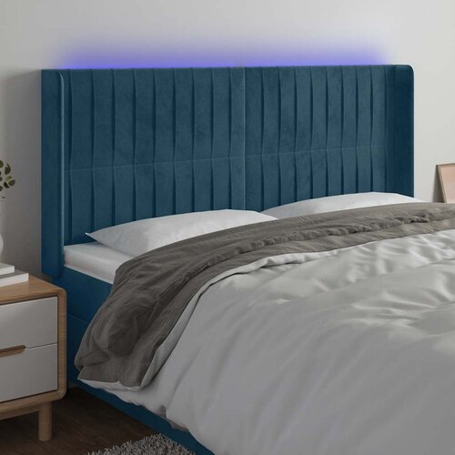  LED uzglavlje tamnoplavo 203 x 16 x 118/128 cm od tkanine Cijene
