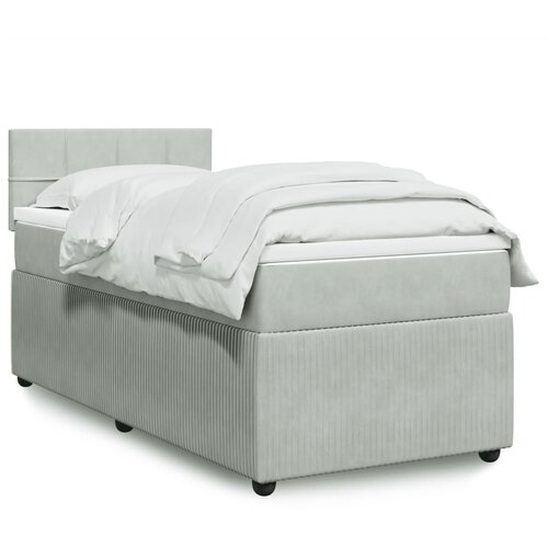 VidaXL Box spring krevet s madracem svjetlosivi 90x190 cm bar&amp;scaron;unasti Slike