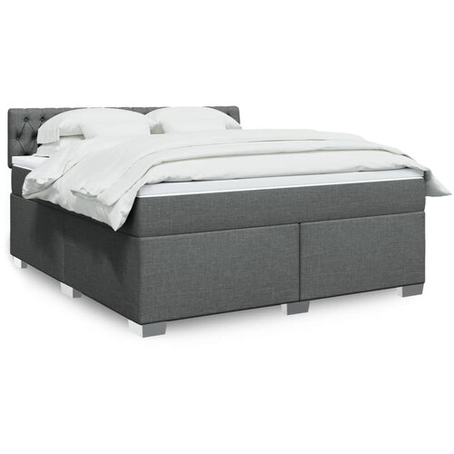 vidaXL Box spring postelja z vzmetnico temno siva 180x200 cm blago Cene