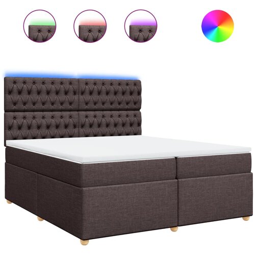 vidaXL Box spring postelja z vzmetnico temno rjav 200x200 cm blago, (21307657) Cene