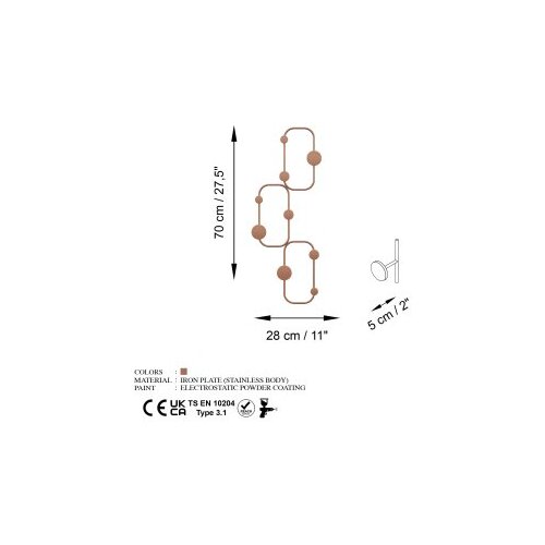 Wallxpert metalna zidna kuka bakarna boja lizzard c Slike