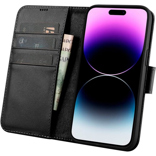 ICARER 2v1 usnjena preklopna torbica za iPhone 14 Pro Anti-RFID črna denarnica, (21522126) Cene