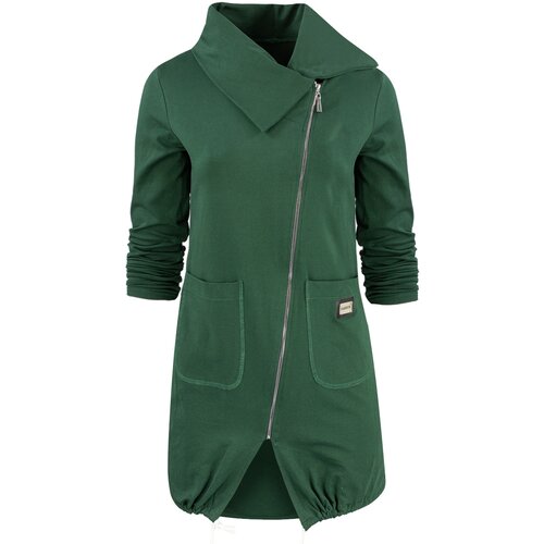 Pri Thin long sweatshirt with a diagonal zipper and a BEATA neck warmer Cene