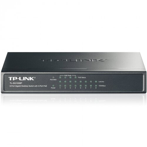 Tp-link TL-SG1008P 8-Port Gigabit Desktop Switch with 4-Port PoE+, 64W PoE Power supply, Supports PoE power up to 30 W for each Slike