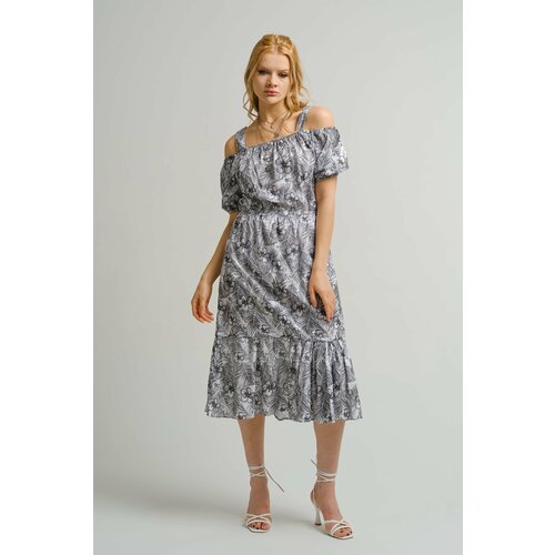 armonika Women's Smoked Patterned Dress with Elastic Waist Straps, Slike