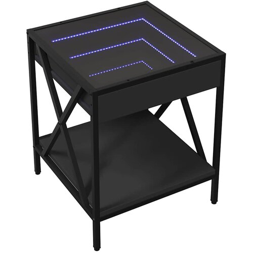  Stolić za kavu s beskonačnim LED svjetlima crni 40x40x49 cm Slike