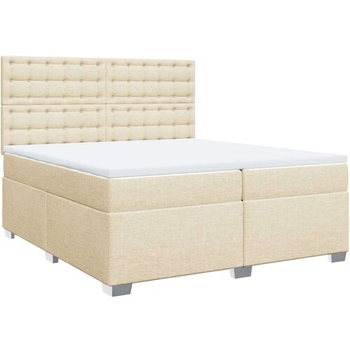 VidaXL Krevet s oprugama i madracem krem 200 x 200 cm od tkanine Slike