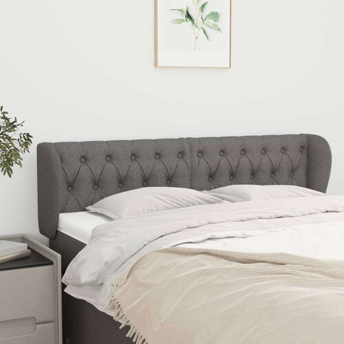  Vzglavje z u&amp;scaron;esi temno sivo 163x23x78/88 cm blago, (20792584) Slike
