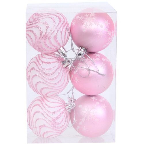  Božićne kuglice 8 cm, 6 kom/pak, roza 51-033000 Slike