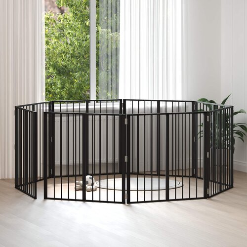  Vrata za pse 8 pcs Crna 80 x 80 cm Cinkani čelik Cene