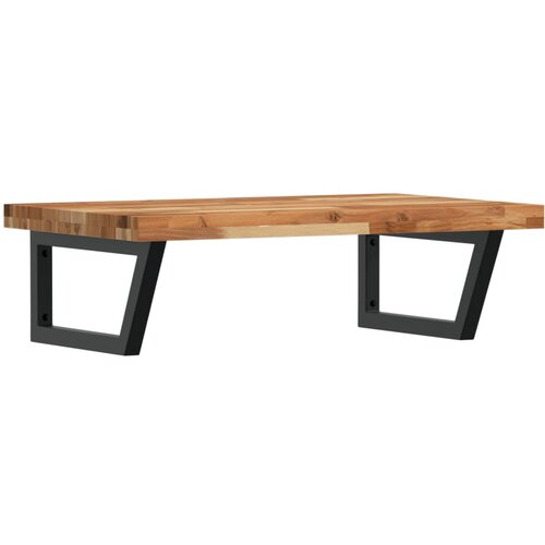  Zidna polica za umivaonik od čelika i masivnog bagremovog drva Smeđa 60 x 50 x 4 cm Slike