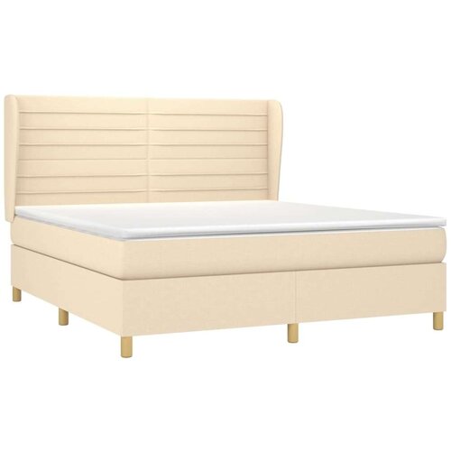  Krevet s oprugama i madracem krem 180x200 cm od tkanine Slike
