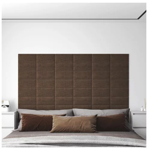  Stenski paneli 12 kosov rjavi 30x15 cm blago 0,54 m²