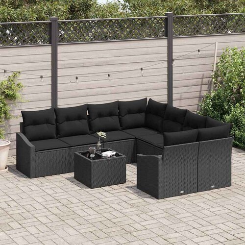  Set sofe 9 kom. Crna poliratan 233,5 x 234 x 85 cm Slike