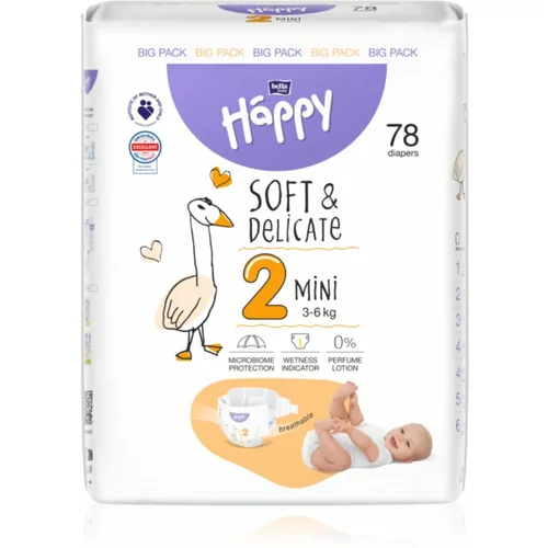 Bella Baby Happy Soft&Delicate Size 2 Mini plenice za enkratno uporabo 3-6 kg 78 kos