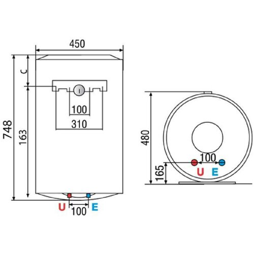 Ariston 80L PRO1 R V2K horizontalni Slike
