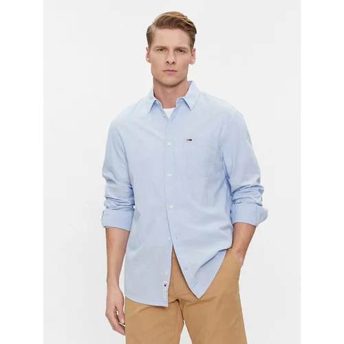 Tommy Jeans Srajca Tjm Reg Linen Blend Shirt DM0DM18962 Modra Regular Fit