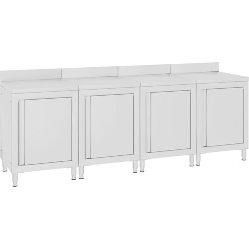 VidaXL Komercialna delovna miza z omarico 240x60x96 cm nerjaveče jeklo Slike