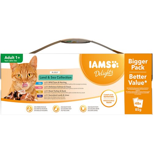 IAMS Delights 48 x 85 g - Land &amp;amp; Sea u želeu Slike