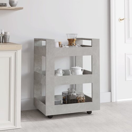  Kolica siva boja betona 60x45x80 cm konstruirano drvo Slike