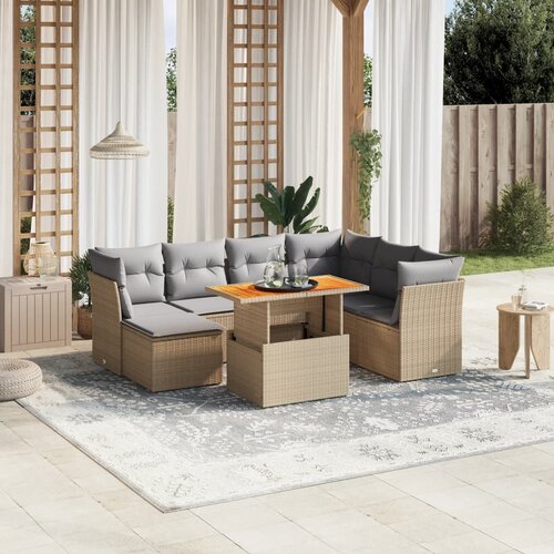 vidaXL 8-dijelni set vrtnih sofa od poliratana s jastucima bež Cijene