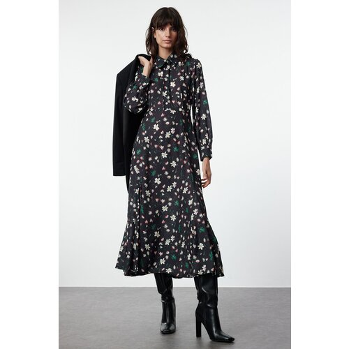 Trendyol Black Woven Flower Patterned Dress Slike