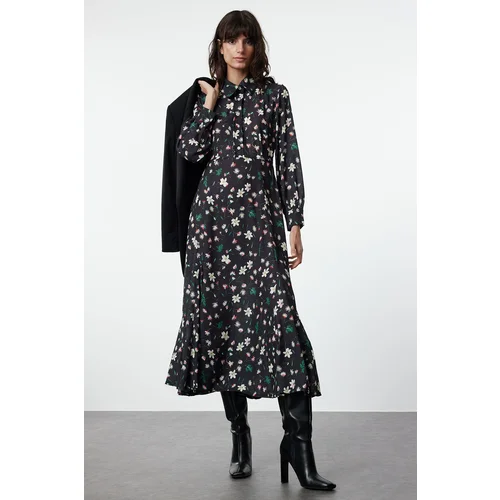 Trendyol Black Woven Flower Patterned Dress