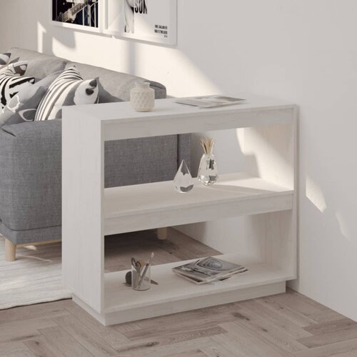 VidaXL Knjižna omara bela 80x35x71 cm trdna borovina Slike