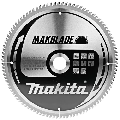 Makita žagin list TCT MAKBlade, 260x30 mm, 100z, B-09117