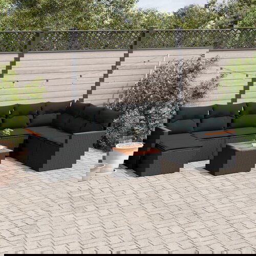 vidaXL 9-dijelni set vrtnih sofa s jastucima crni od poliratana Cijene