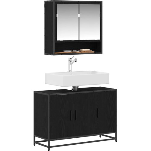  Set namje&amp;scaron;taja za kupaonicu 2 kom. Crni hrast 90 x 33 x 60 cm Slike