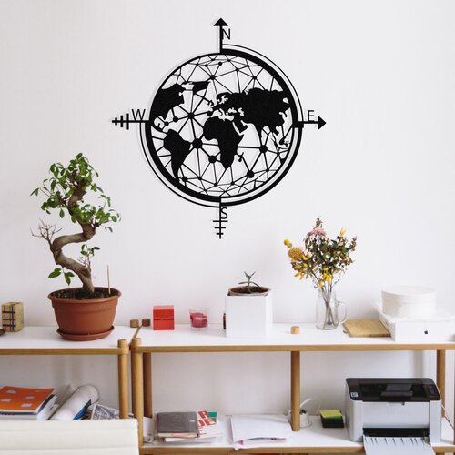 Wallity zidna dekoracija world map, 49 x 50 cm, crna Cene