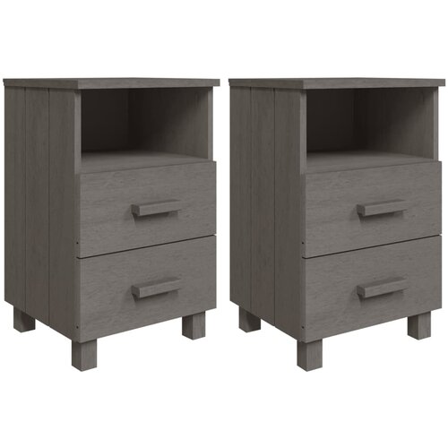 Maison Chic Dvo delni komplet Nočne omarice - Nočne mize HAMAR svetlo siva 40x35x62 cm trden les, (21689713) Cene