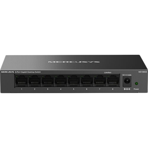 Mercusys MS108GS 8-Port Gigabit Desktop Switch, 8&times; Gigabit Ports, Desktop Steel Case, Wall Mounting, Plug and Play, Power Saving, Compact design, Green Ethernet technology, Silent Cijene