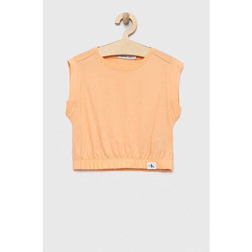 Calvin Klein Jeans Otro&amp;scaron;ki bombažen top oranžna barva Slike