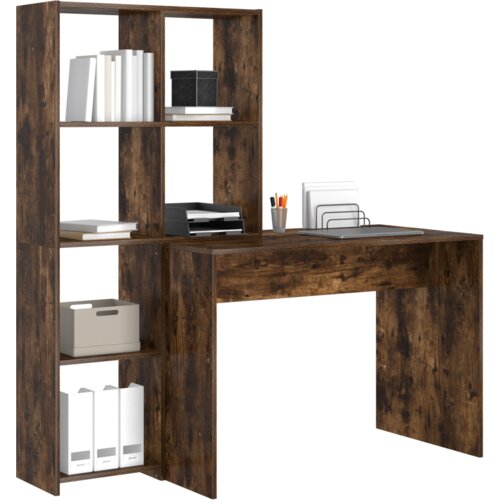 VidaXL Stol Dimljeni hrast 138.5 x 55 x 143 cm Konstruirano drvo Slike