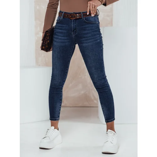 DStreet Spodnie damskie DENIMFITT skinny z paskiem jeansowe