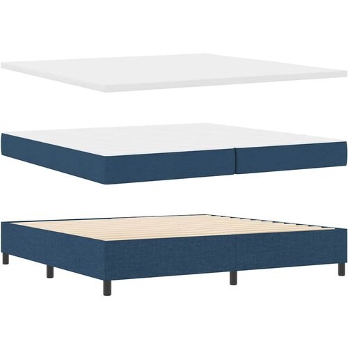  LED Box Spring Krevet s uzglavljem Plava 200 x 200 cm tkanina Slike
