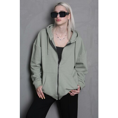 Madmext Mint Green Hooded Basic Sweatshirt Slike