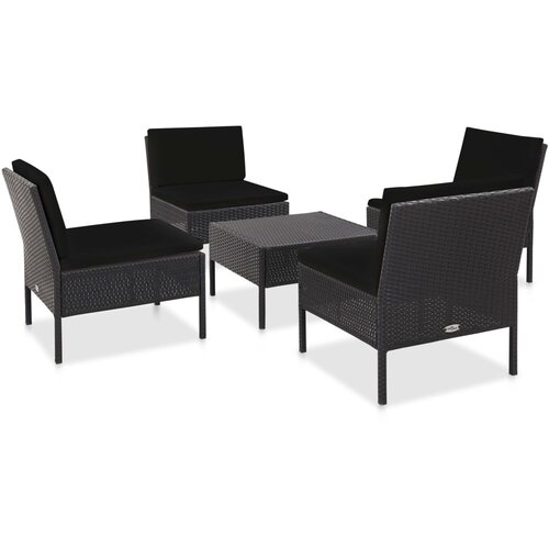  5-dijelni set vrtnih sofa od poliratana s jastucima crni Cene