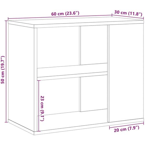 VidaXL Bočni ormarić boja staro drvo 60 x 30 x 50 cm konstruirano drvo Slike