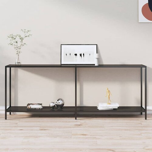  Konzolni stol crni 200 x 35 x 75,5 cm od kaljenog stakla Cijene