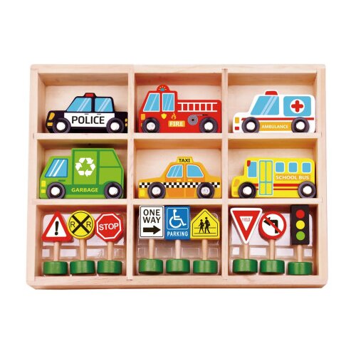 Tooky Toy Igračka set drvenih autića i znakova TKF050 Cijene