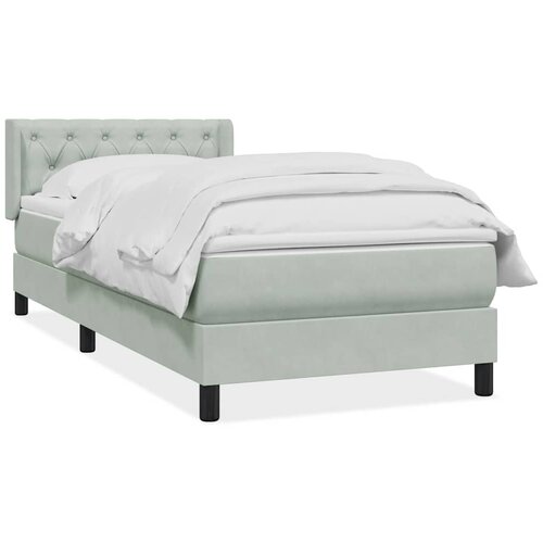 vidaXL Box spring postelja z vzmetnico Svetlo siva 80x210 cm žamet, (21792843) Cene