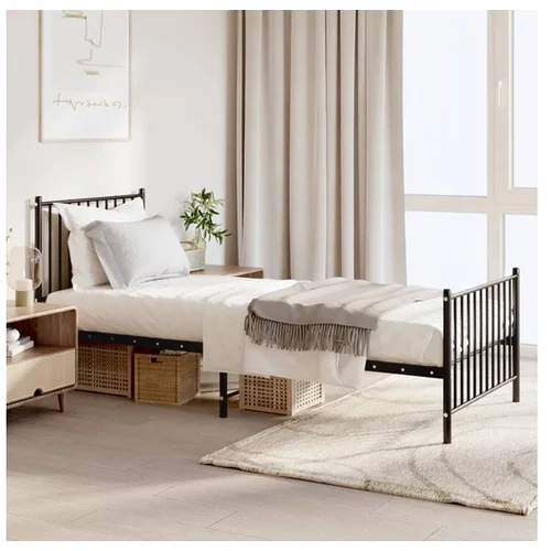  Kovinski posteljni okvir z vzglavjem in vznožjem črn 80x200 cm