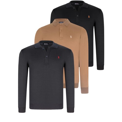 Dewberry TRIPLE SET V4007 MEN&amp;#039;S SWEATSHIRT-BLACK-NAVY-CAMEL Slike