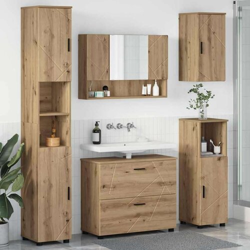  Set namještaja za kupaonicu s ladicama 5 pcs hrast artisan Cijene
